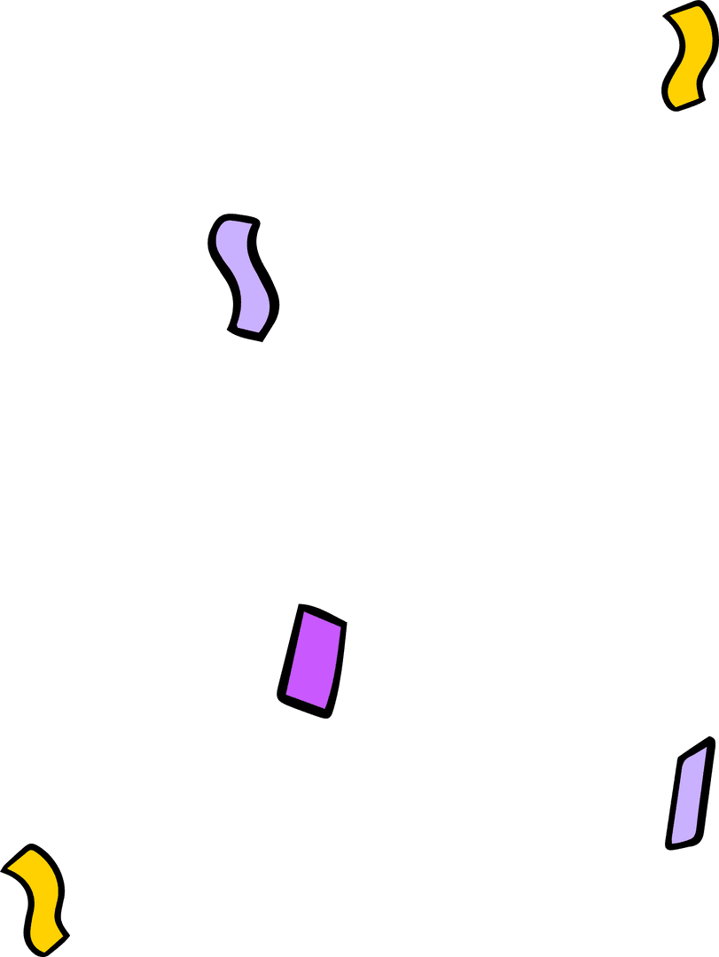 Colorful Confetti Ribbons on Transparent Background