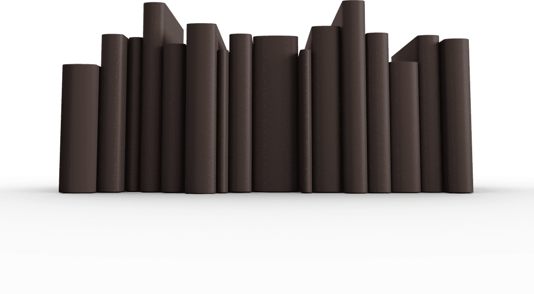 Transparent Background of Dark Brown Books With Blank Spines for Mockup Use