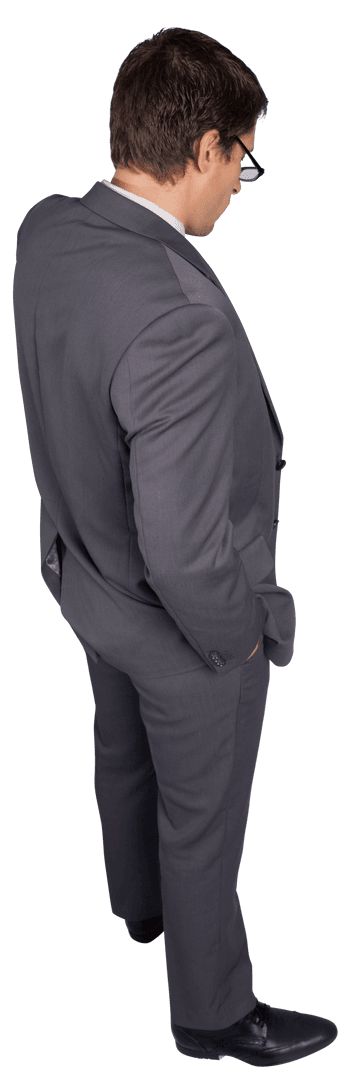 Transparent View Businessman Contemplating Strategy Alone