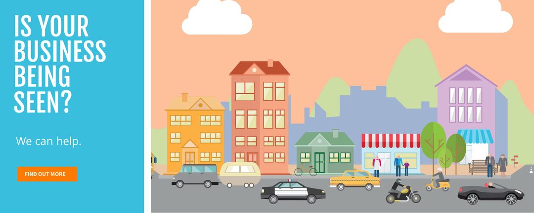 Vibrant street scene illustrating urban business promotion