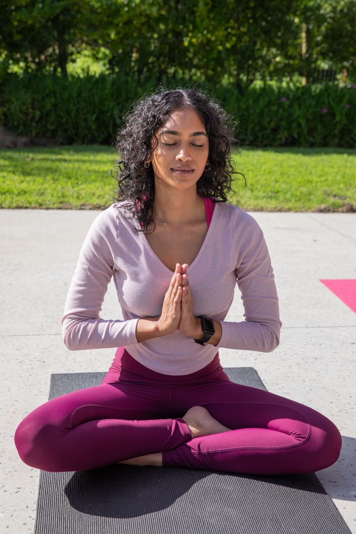 Mindful Meditation in Sunny Garden Setting for Tranquility and Wellness