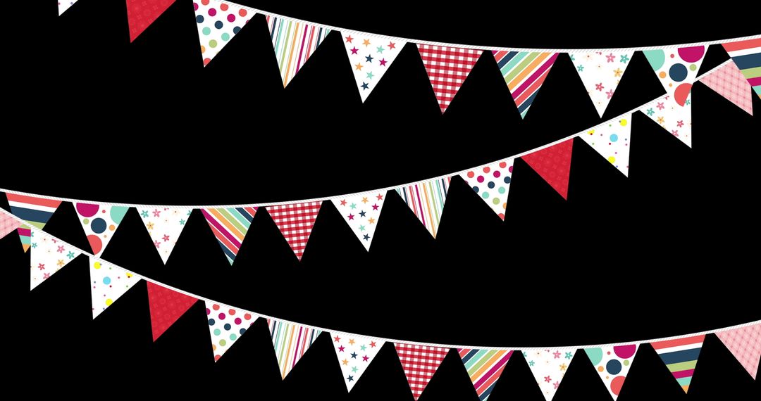 Colorful Party Bunting with Geometric Patterns Hanging