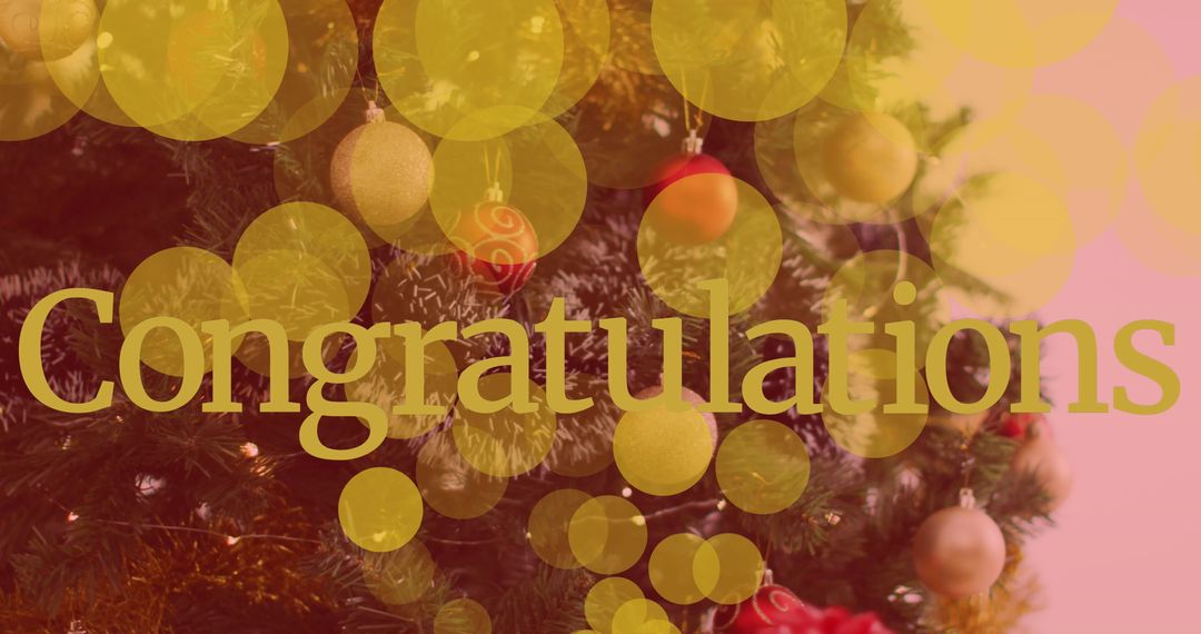 Festive Christmas Tree with Congratulations Text Overlay