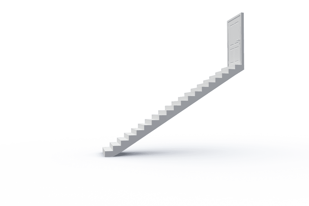 Floating Staircase with Door on Transparent Background