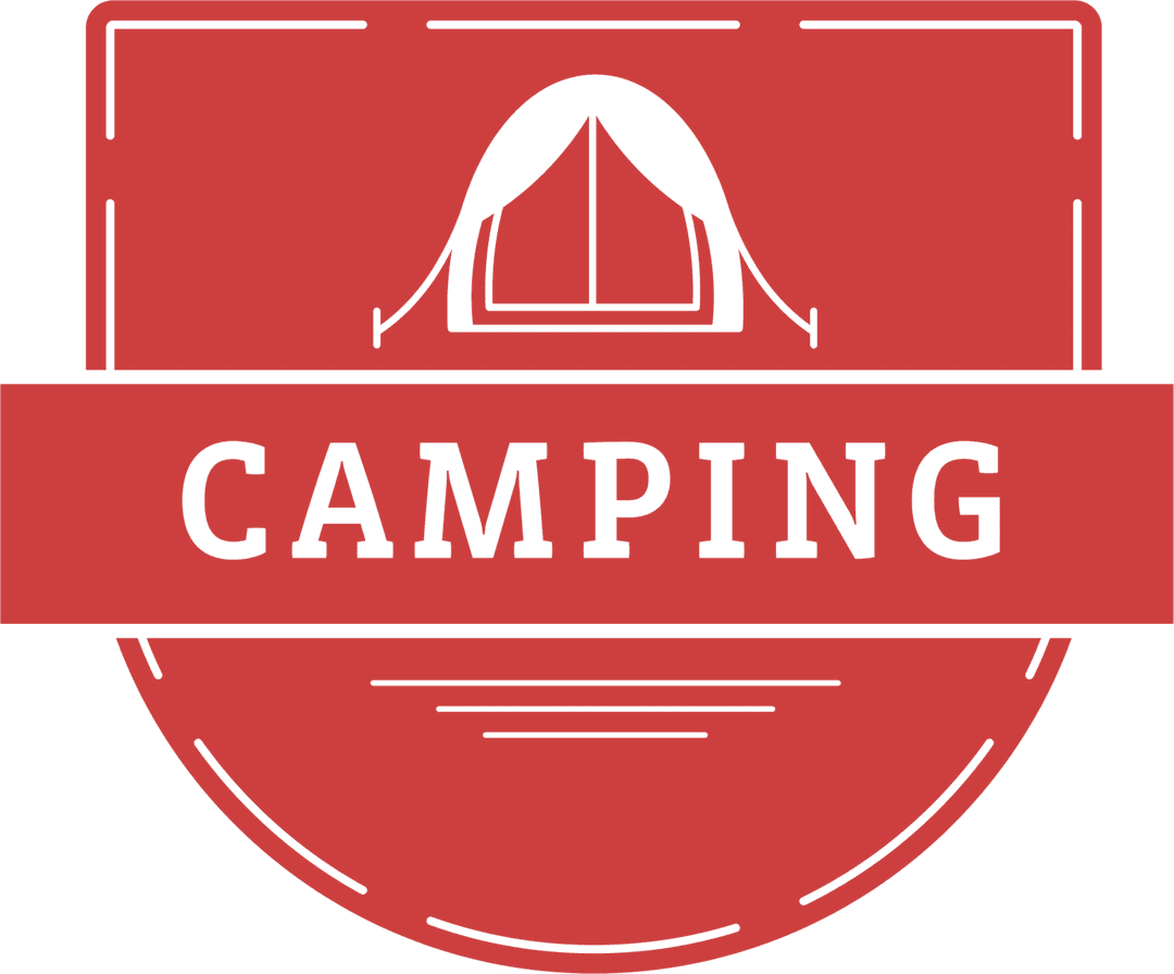 Red Camping Badge on Transparent Background for Adventure Themes