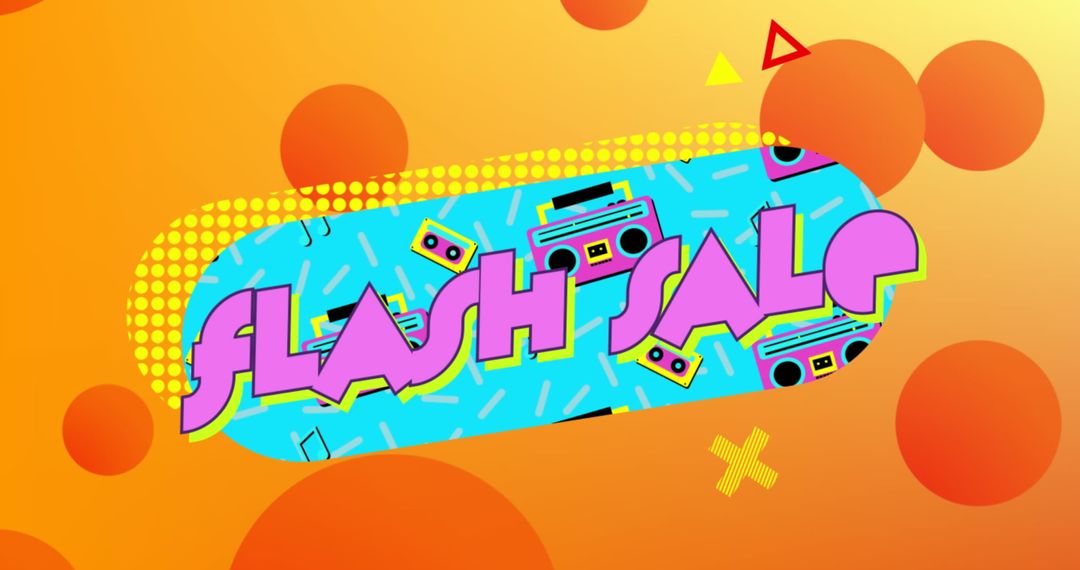 Retro Flash Sale Banner with Vibrant Colors and Patterns