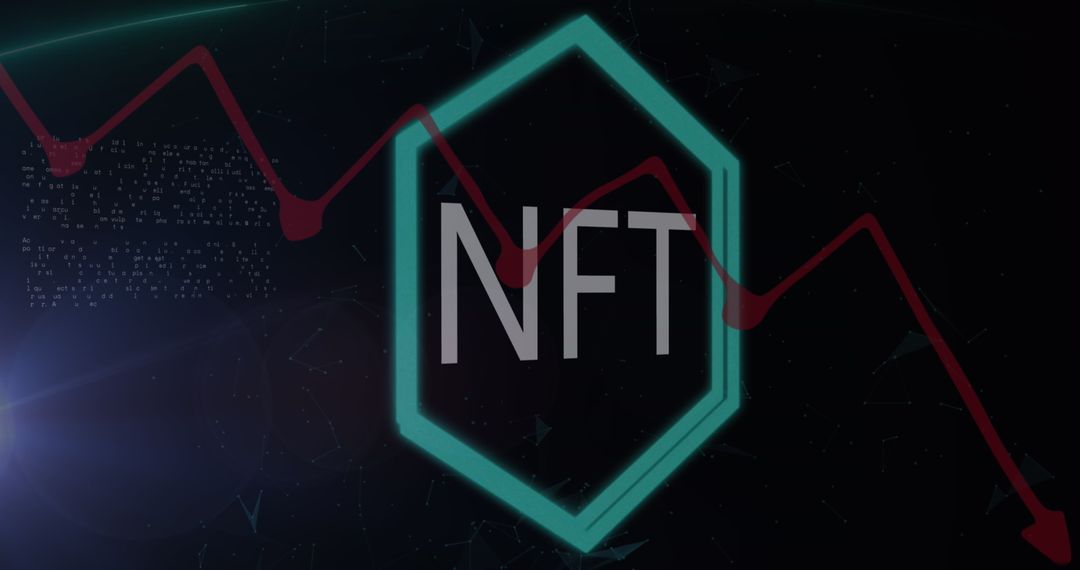 Falling NFT Market with Graph Data Overlay, Blockchain Trend