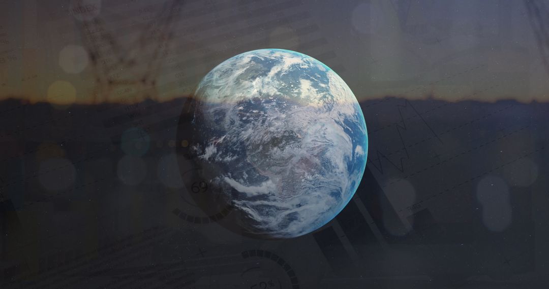 Global Data Processing Overlay with Earth and Pylons Background