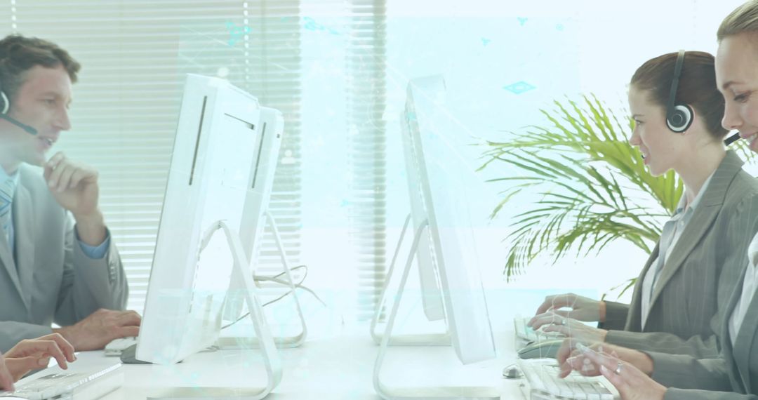 Global Communication Technology Center Features Diverse Team in Modern Office