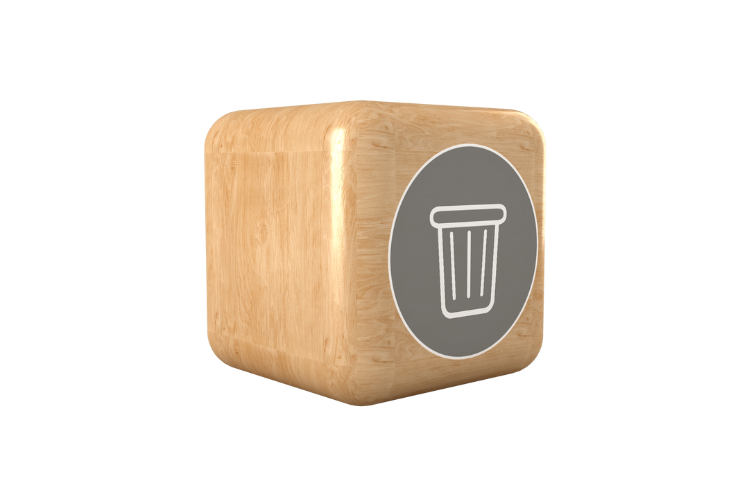 Transparent Wooden Cube with Trash Icon Vector - Download Free Stock Images Pikwizard.com