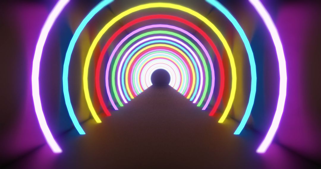 Vibrant Neon Light Tunnel with Futuristic Illumination