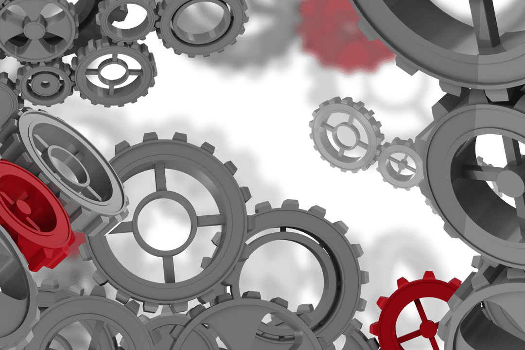 Transparent Background with Red and Gray Cogs Illustration