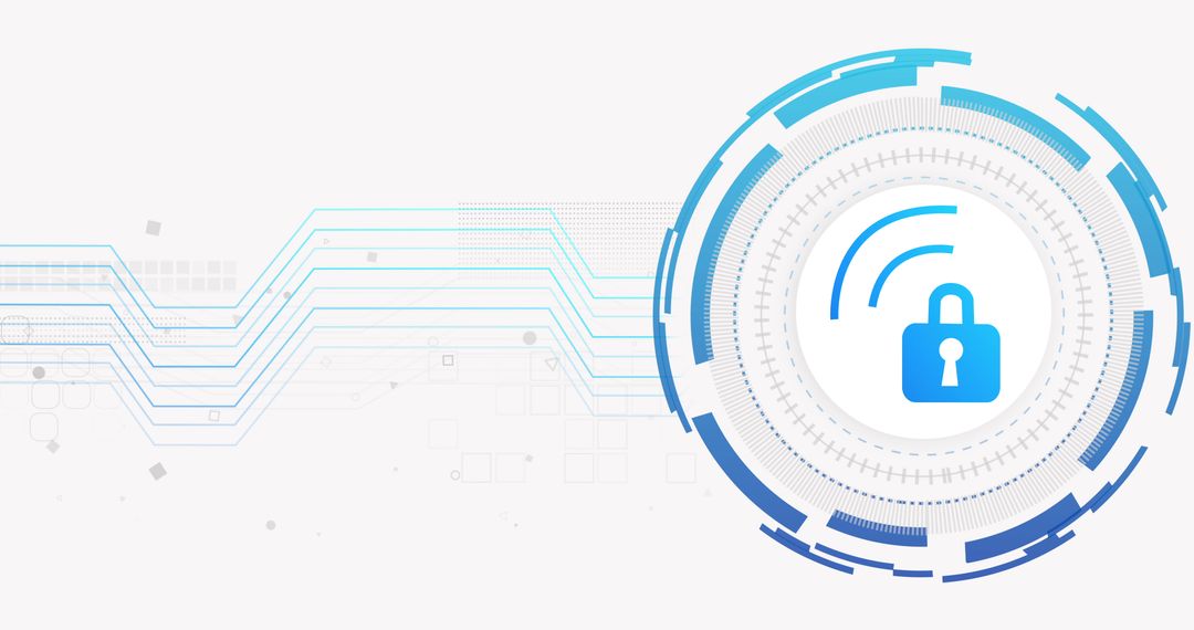 Modern Cyber Security Network with Digital Lock Symbol