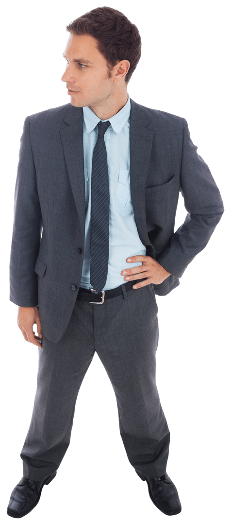 Confident Stern Businessman with Hand on Hip, Transparent Background