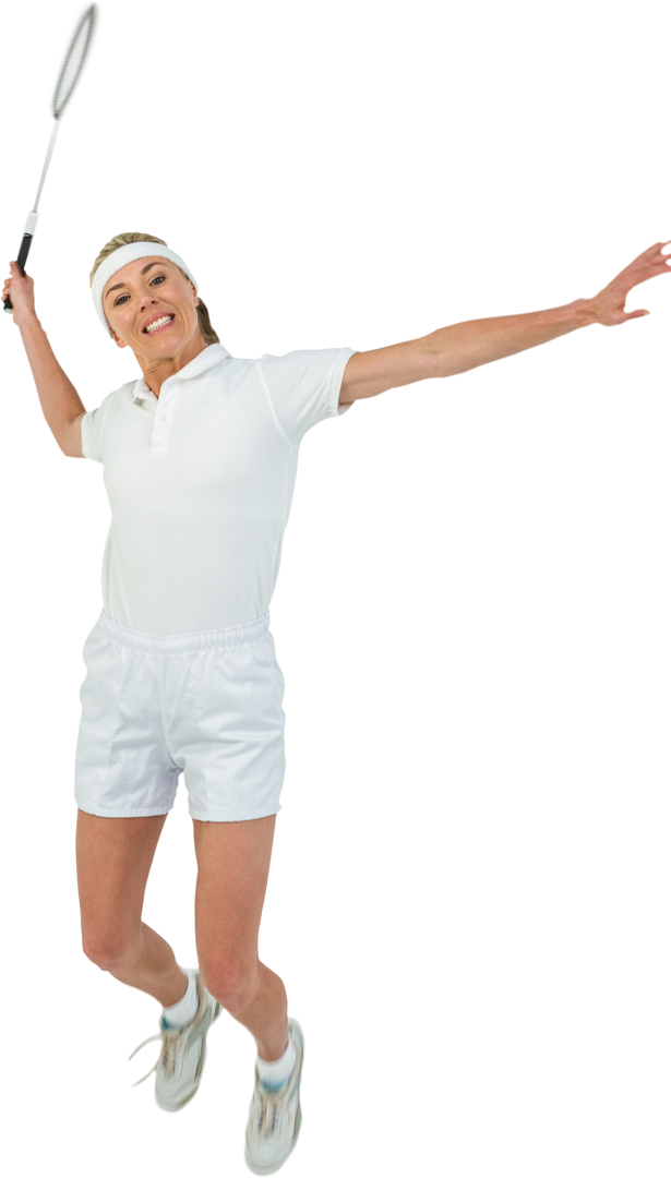 Energetic Older Woman Playing Badminton with Transparent Background - Download Free Stock Images Pikwizard.com