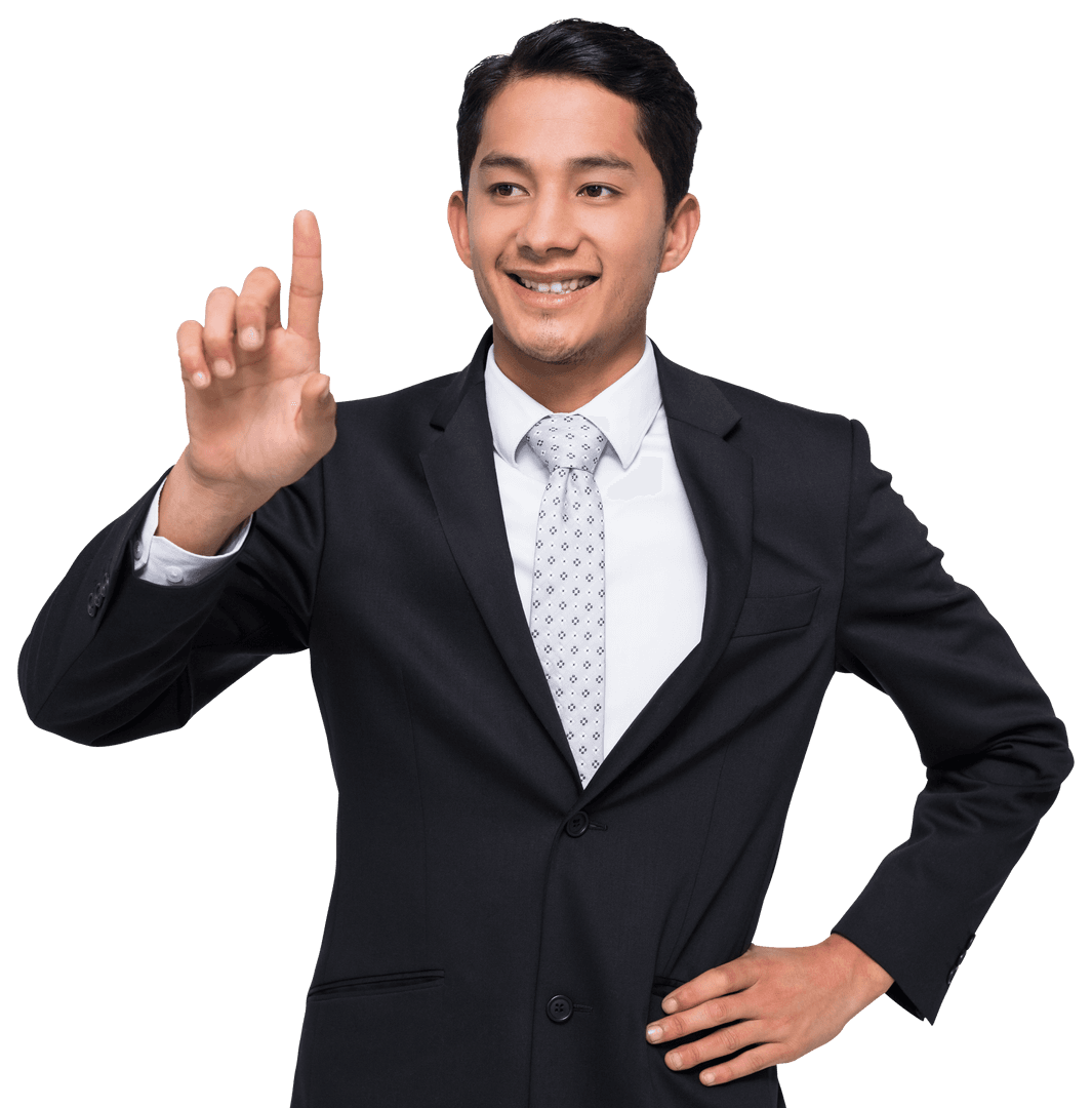 Smiling Biracial Businessman Illustrating with Transparent Background
