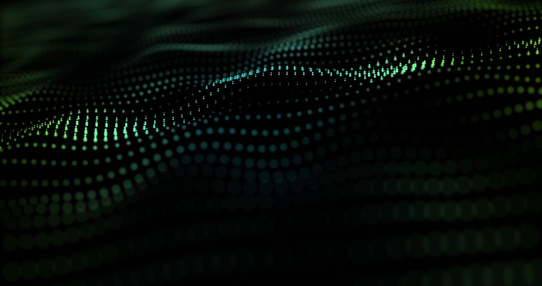 Abstract Digital Waves of Green and White Dots