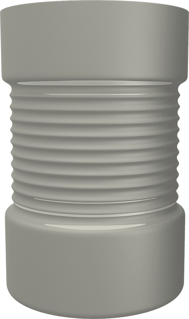 Shiny Ribbed Metal Can on Transparent Background