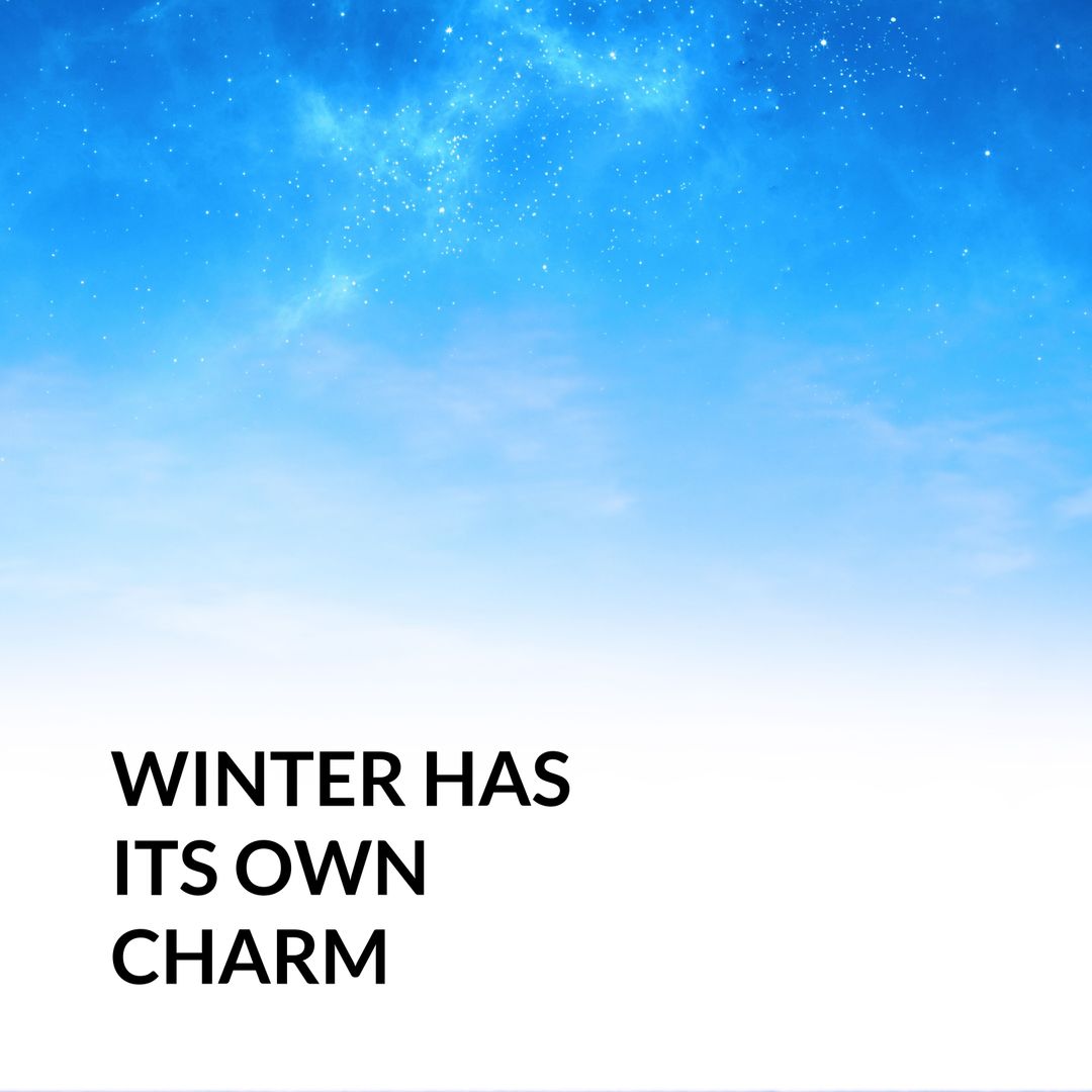 Winter Charm Text Over Scenic Sky Background