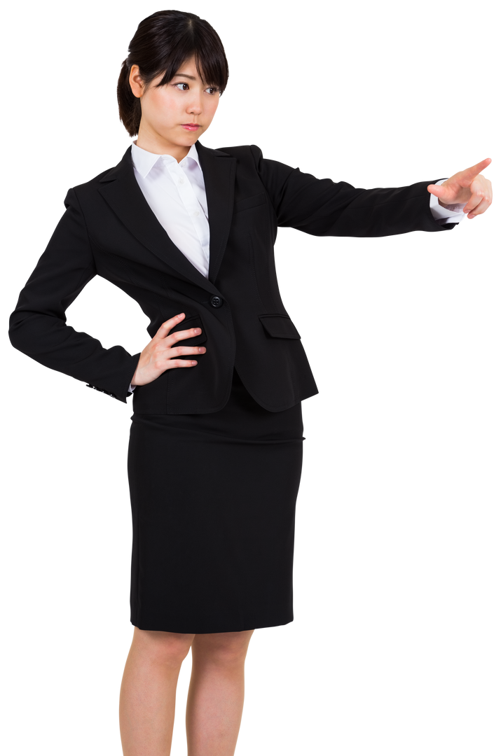 Businesswoman Pointing on Transparent Background for Virtual Interfaces - Download Free Stock Images Pikwizard.com