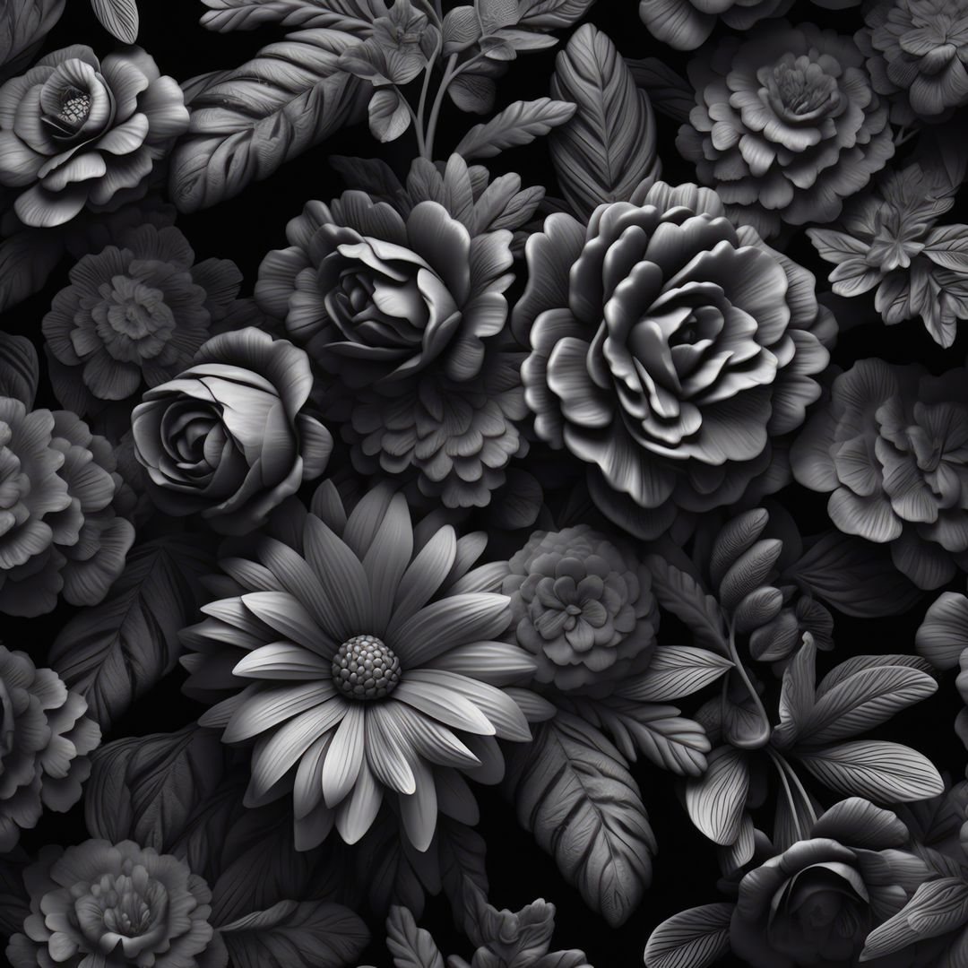 Black and White Flowers Pattern Background - Free Images, Stock Photos and Pictures on Pikwizard.com