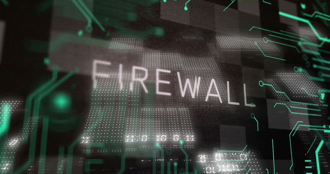 Digital Firewall Concept with Neon Circuitry Overlay