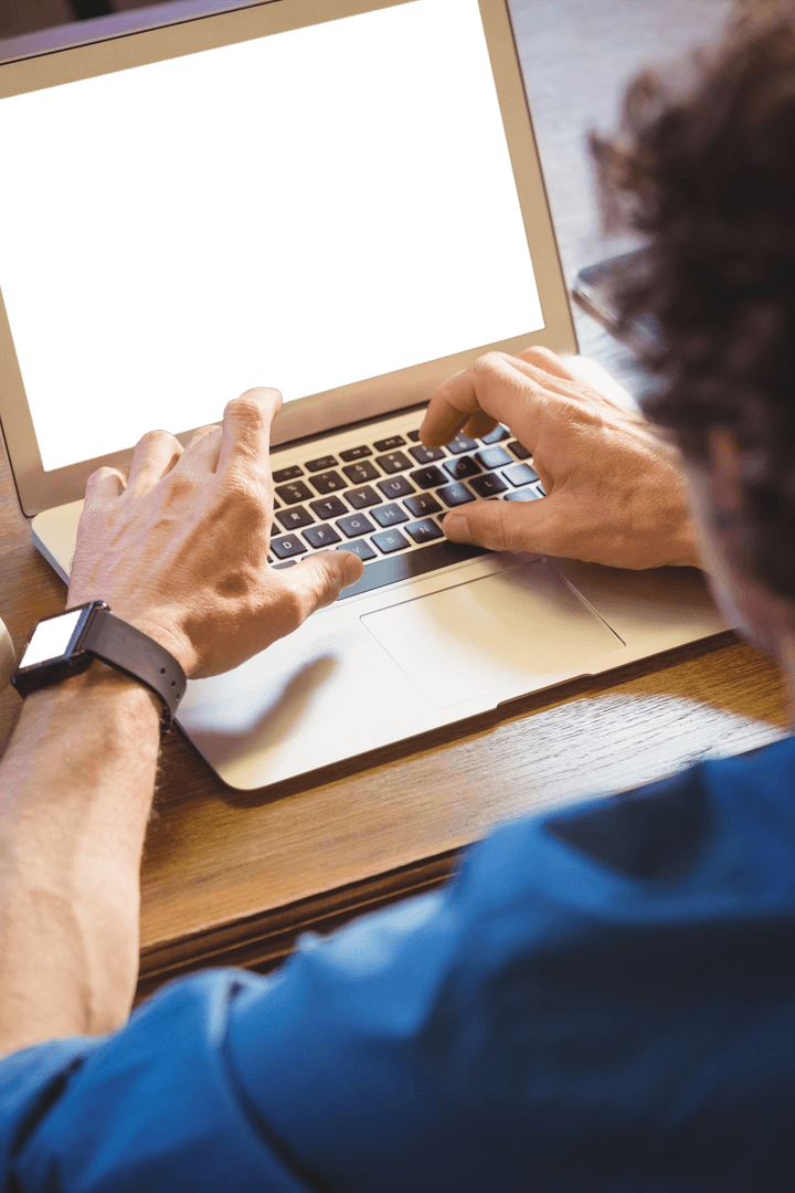 Transparent Laptop Screen Mockup with Casual Attire
