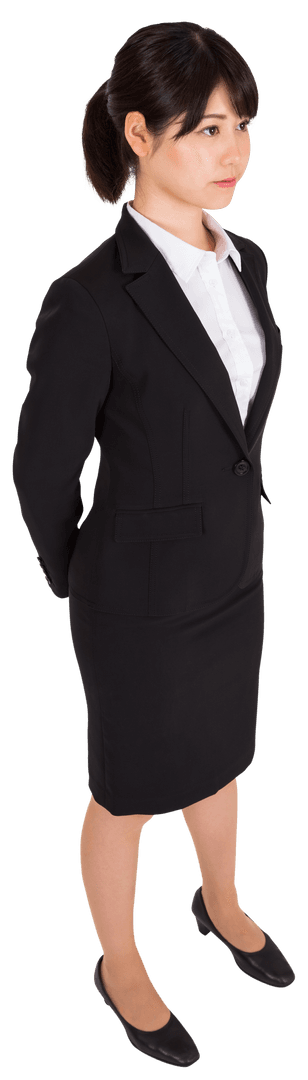 Businesswoman Standing with Professional Attire on Transparent Background
