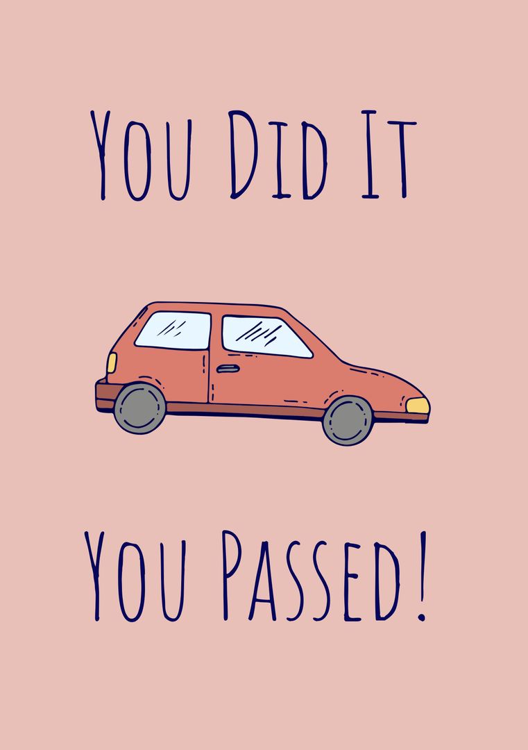 Congratulations Card with Red Car for Passing Driving Test - Download Free Stock Templates Pikwizard.com