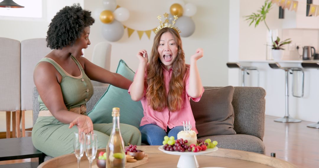 Surprised Birthday Celebration with Enthusiastic Gesture