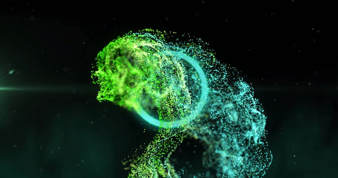 Abstract Human Figure Composed of Vibrant Moving Particles