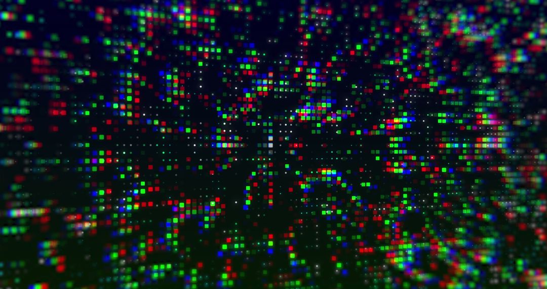 Brightly Glowing Digital Mosaic on Dark Background