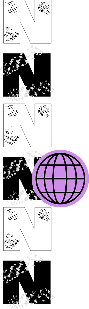 Abstract Transparent N Shapes with Purple Globe Icon