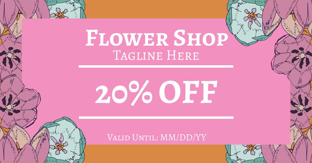Floral Discount Template with Vibrant Succulents and Bold Text