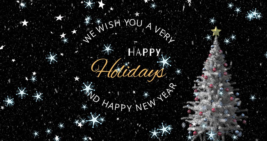 Festive Christmas Greeting with Starry Night and Snowfall