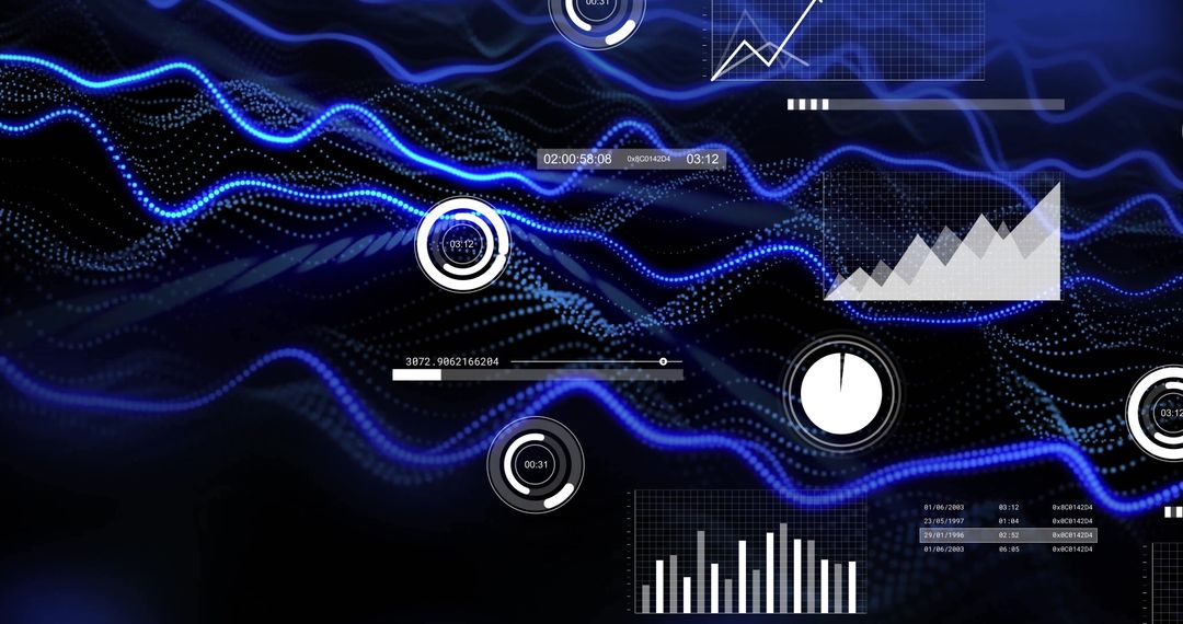 Futuristic Data Streams with Digital Charts and Graphs