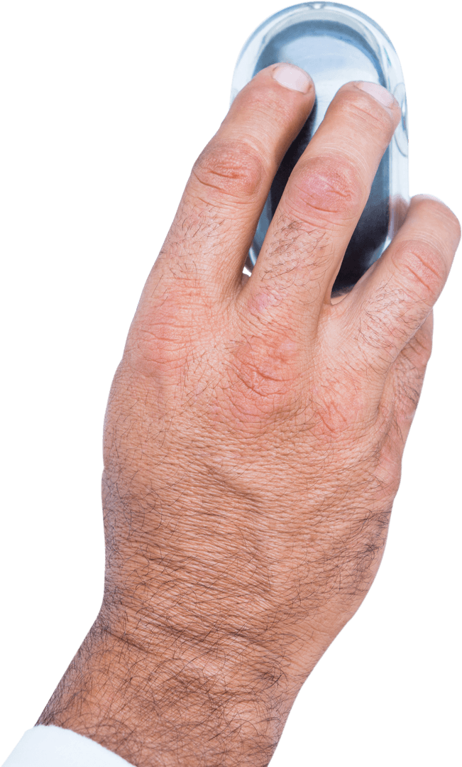 Transparent Hand of Businessman Holding Computer Mouse