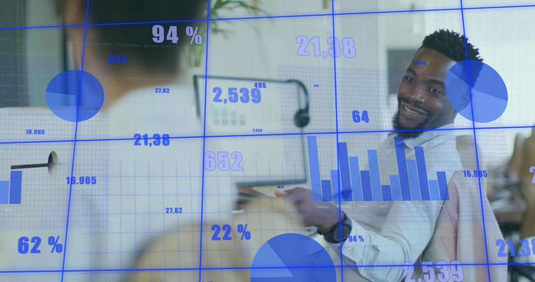 Business Team Analyzing Digital Statistics in Modern Office