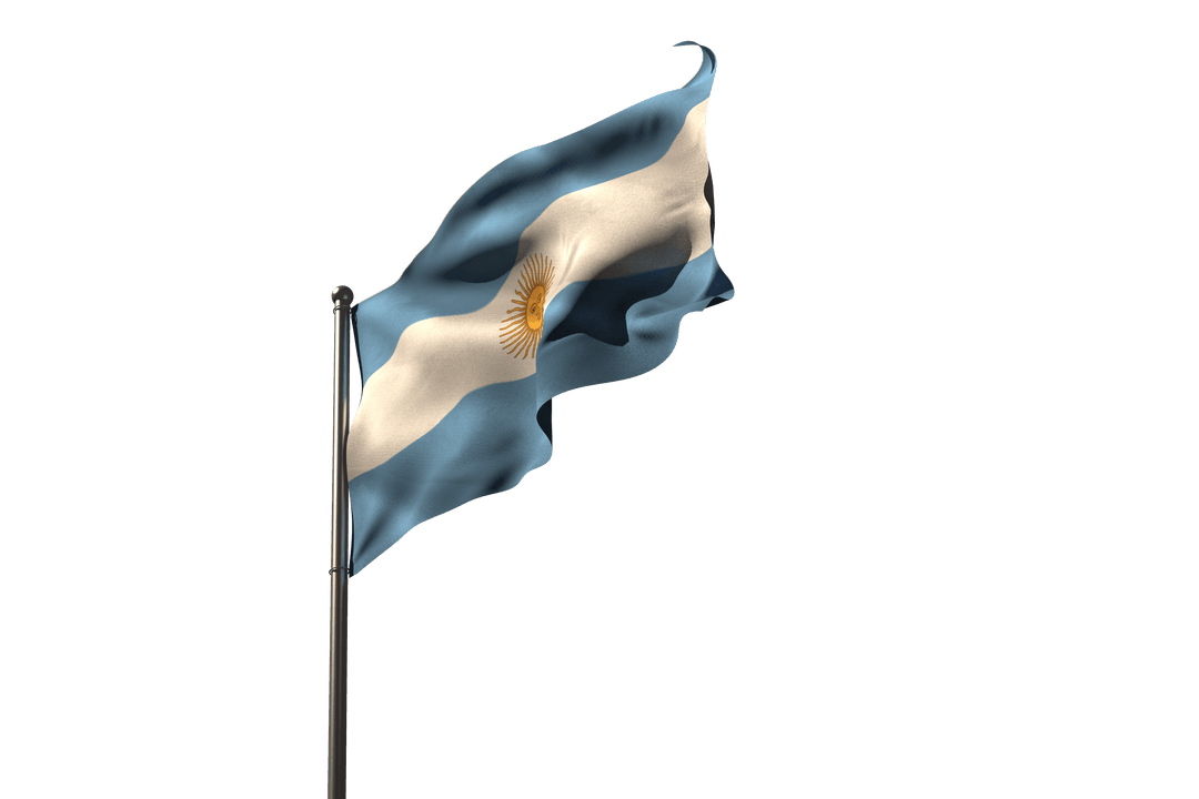 Transparent Argentine Flag Waving High Against Clear Background