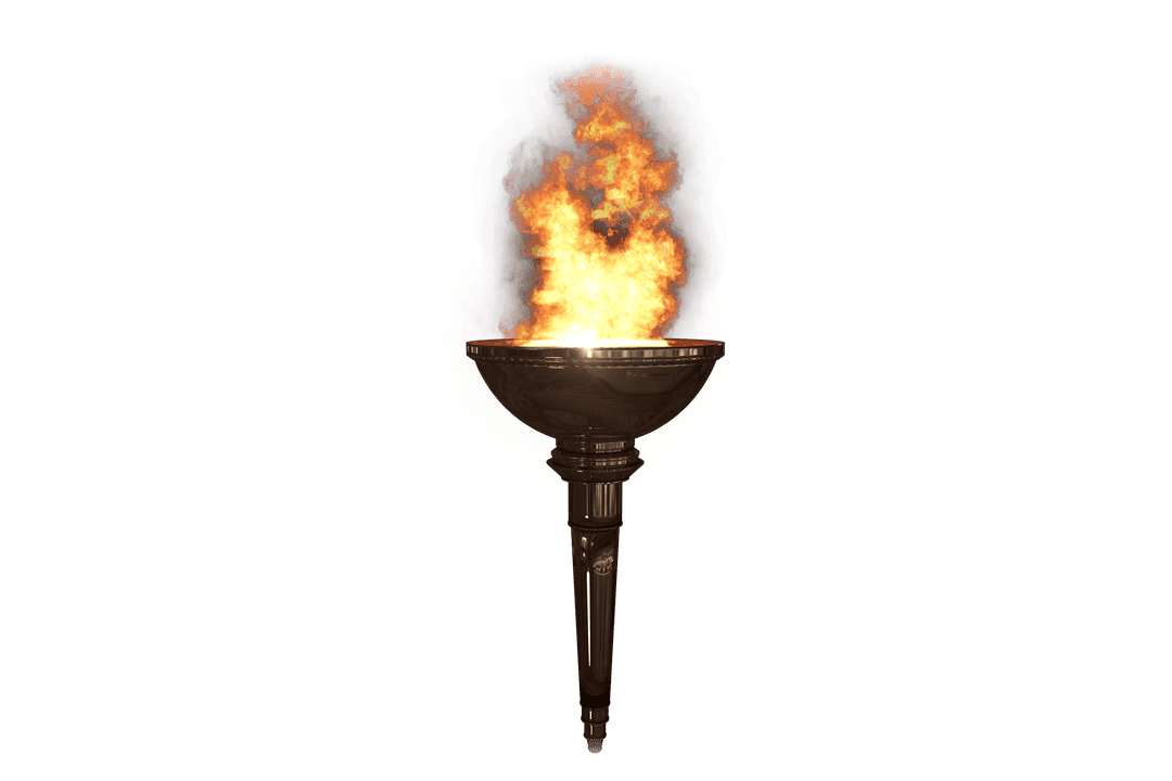 Transparent Fiery Sports Torch on White Background