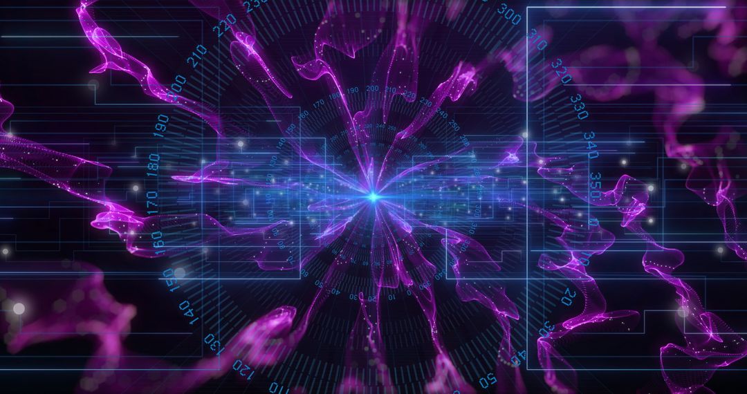 Futuristic Digital Data Visualization with Purple Elements