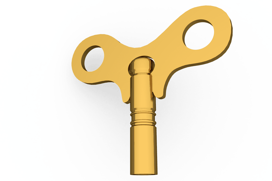 Exquisite Gold Clock Key on Transparent Background Digital Vector