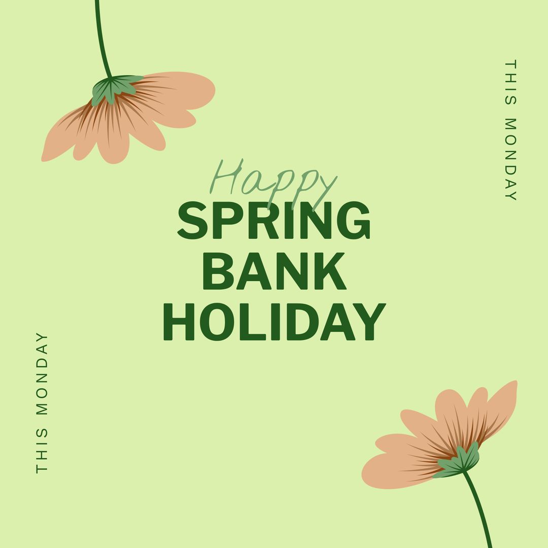 Happy Spring Bank Holiday Greeting with Floral Design - Download Free Stock Templates Pikwizard.com