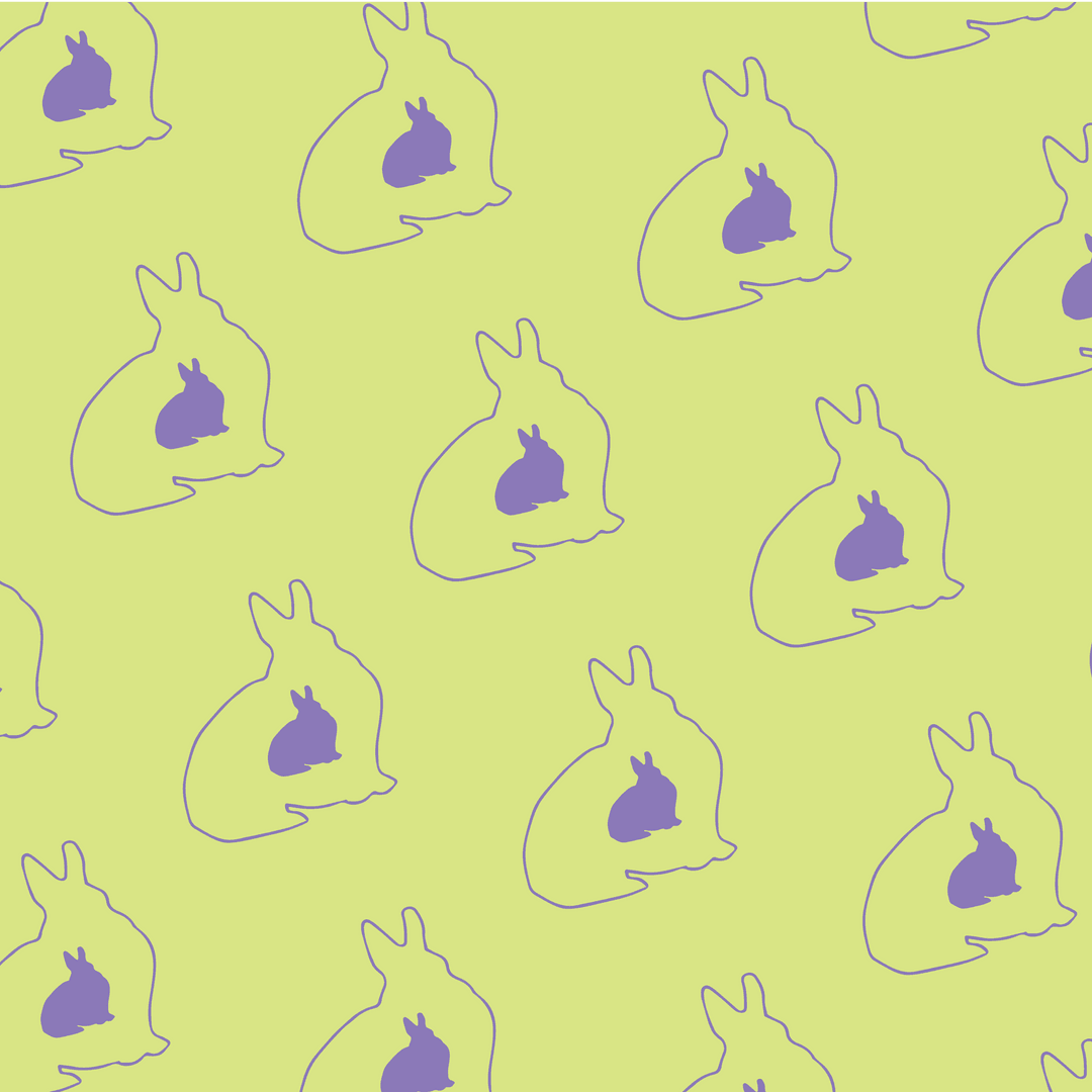 Playful Purple Rabbits Pattern on Transparent Background