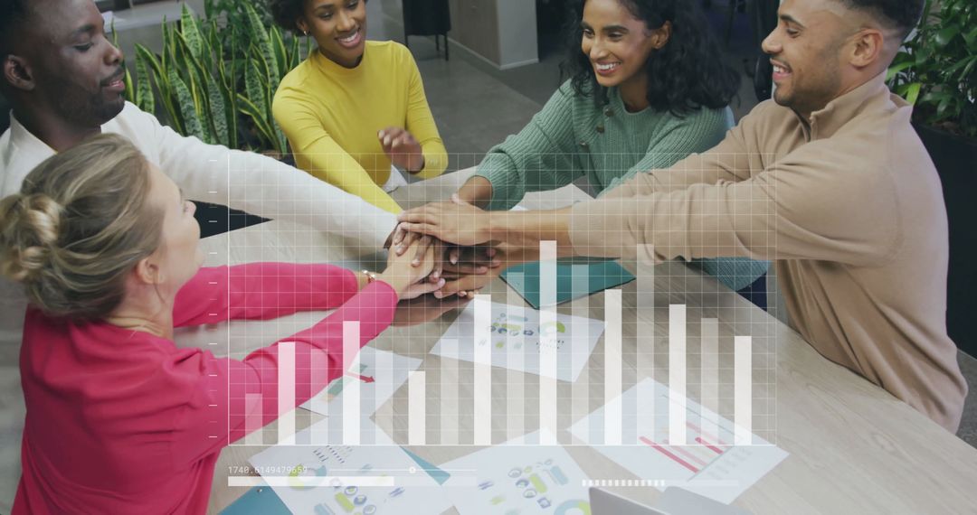 Diverse Team Collaborating with Data Analysis Tools in Office