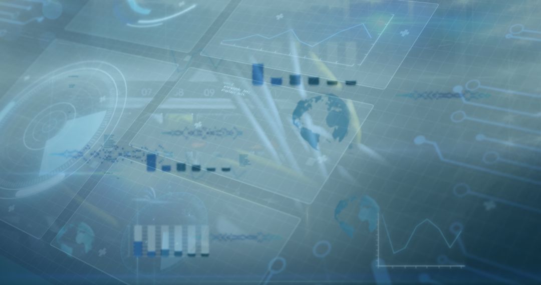 Futuristic HUD with Financial Data and Technology Interface