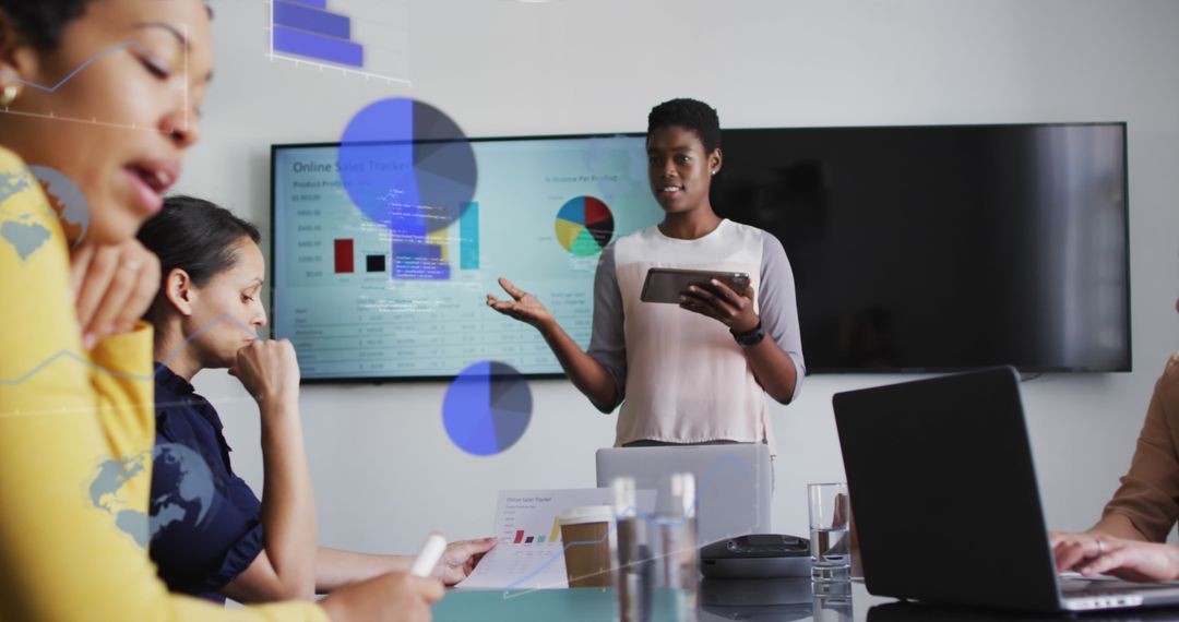 Diverse Business Team Engaged in Digital Analytics Presentation