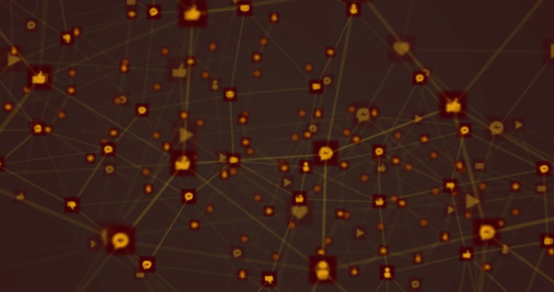 Digital Network with Connectivity Icons on Gray Background