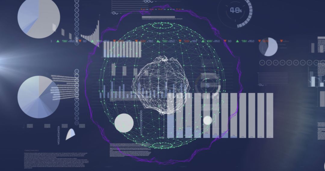 Futuristic Data Visualization Interface with Wireframe Network