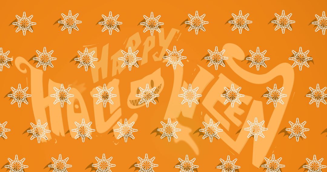 Festive Halloween Pattern with White and Gold Rosettes on Orange